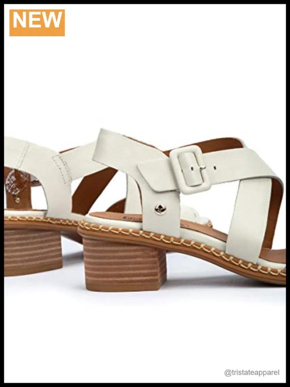 PIKOLINOS Leather Block Heel Sandals Buckle Adjustable Open Toe